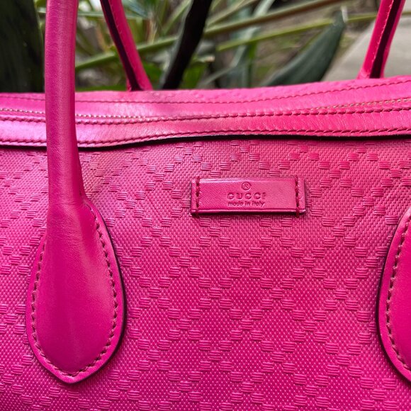 Auth GUCCI Bright Diamante Pink Diamond Leather W/ Gold Hardware Boston Bag - Picture 6 of 13